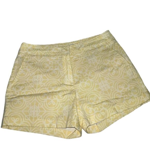 Juniper + Lime Yellow and White Geometric Shorts - Picture 1 of 10